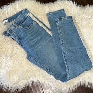 Loft blue jeans with side sparkle strip